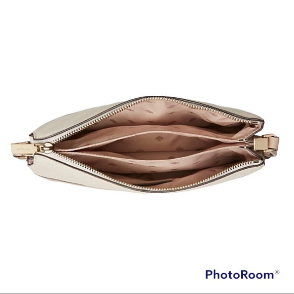 Kate Spade Leila Colorblock Triple Gusset Crossbody Warm Beige Mint New - Picture 3 of 10